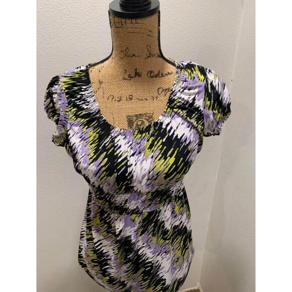 🌸3/$15🌸Worthington Small Stretch Multi-Colored Pattern Blouse - Picture 2 of 4